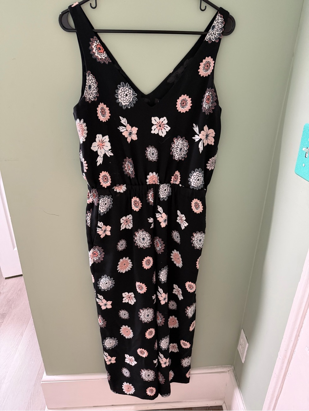 Loft Black Floral V-Neck jumpsuit